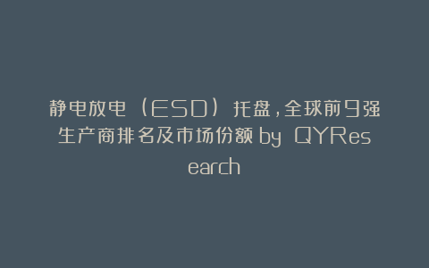 静电放电 (ESD) 托盘,全球前9强生产商排名及市场份额(by QYResearch)