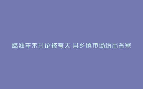 燃油车末日论被夸大?县乡镇市场给出答案
