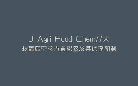 J Agri Food Chem//大球盖菇中花青素积累及其调控机制