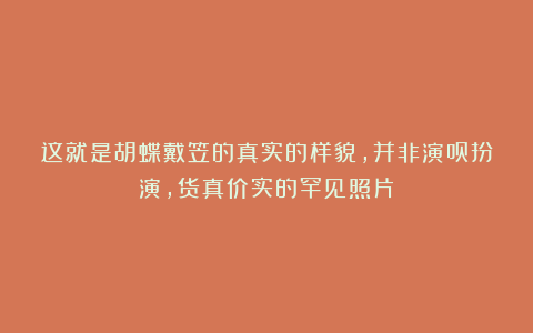 这就是胡蝶戴笠的真实的样貌，并非演员扮演，货真价实的罕见照片