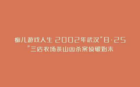 痴儿游戏人生！2002年武汉“8·25”三店农场茶山凶杀案侦破始末