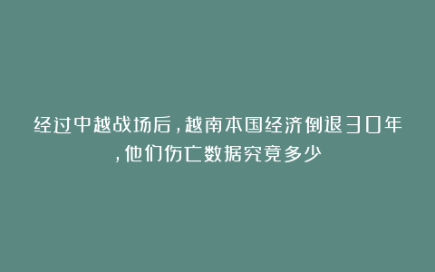 经过中越战场后，越南本国经济倒退30年，他们伤亡数据究竟多少？