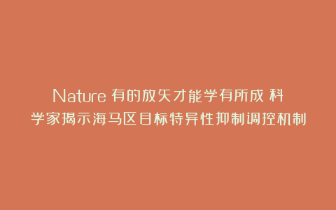 Nature：有的放矢才能学有所成！科学家揭示海马区目标特异性抑制调控机制