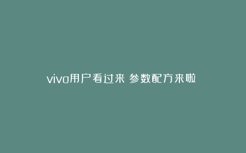 vivo用户看过来！参数配方来啦！！