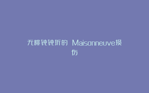 无腓骨骨折的 Maisonneuve损伤
