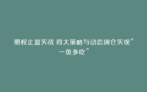 期权止盈实战：四大策略与动态调仓实现“一鱼多吃”