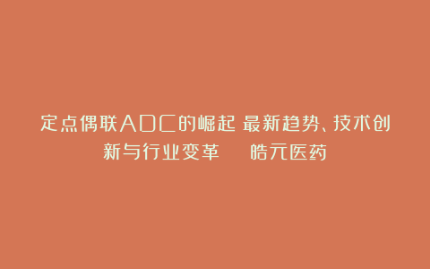 定点偶联ADC的崛起：最新趋势、技术创新与行业变革 | 皓元医药