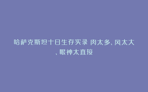 哈萨克斯坦十日生存实录：肉太多、风太大、眼神太直接