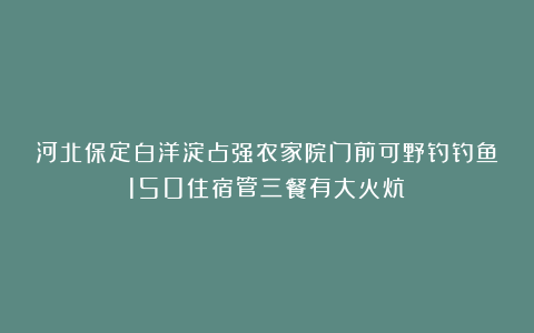 河北保定白洋淀占强农家院门前可野钓钓鱼150住宿管三餐有大火炕！