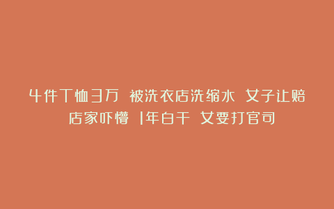 4件T恤3万 被洗衣店洗缩水 女子让赔 店家吓懵 1年白干 女要打官司
