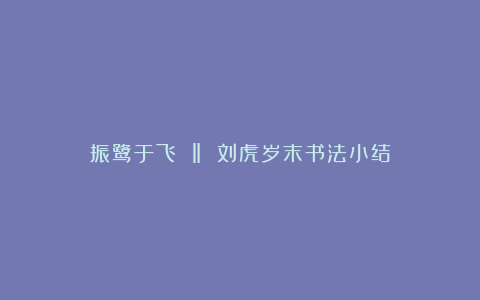 振鹭于飞 ‖ 刘虎岁末书法小结