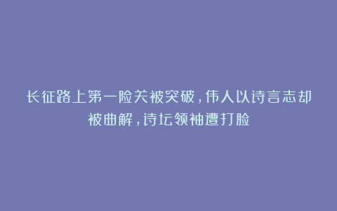 长征路上第一险关被突破，伟人以诗言志却被曲解，诗坛领袖遭打脸