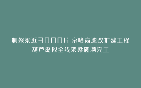 制架梁近3000片！京哈高速改扩建工程葫芦岛段全线架梁圆满完工