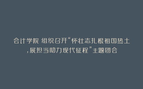 会计学院丨组织召开“怀壮志扎根祖国热土，展担当助力现代征程”主题团会