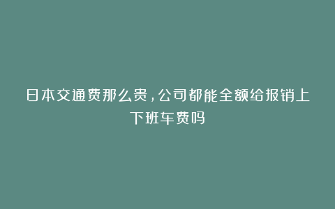 日本交通费那么贵，公司都能全额给报销上下班车费吗？