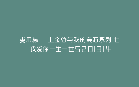 娄用标 | 上金谷与我的美石系列（七）：我爱你一生一世5201314