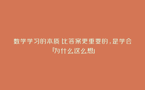 数学学习的本质：比答案更重要的，是学会「为什么这么想」