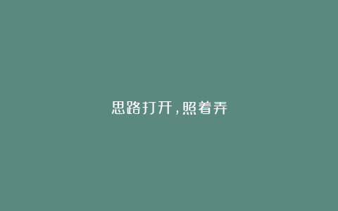 思路打开，照着弄