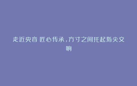 走近央音｜匠心传承，方寸之间托起指尖交响