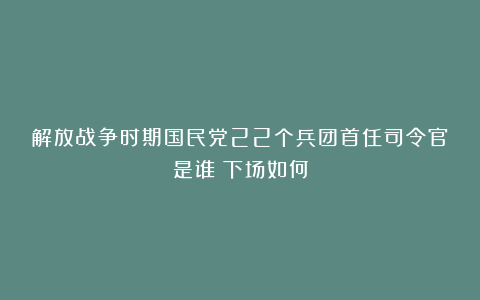 解放战争时期国民党22个兵团首任司令官是谁？下场如何