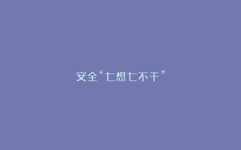 安全“七想七不干”