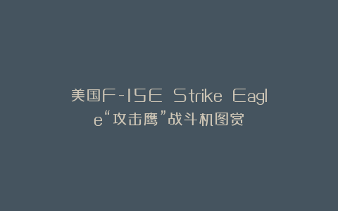 美国F-15E Strike Eagle“攻击鹰”战斗机图赏