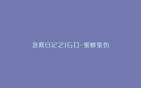 急救日记之160–蜜蜂蜇伤