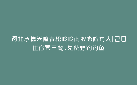 河北承德兴隆青松岭岭南农家院每人120住宿管三餐，免费野钓钓鱼！