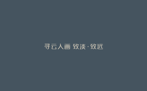寻云入画｜致淡·致远