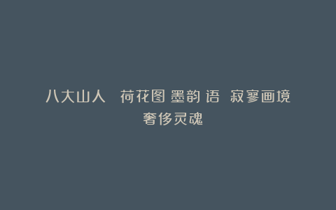 八大山人 《荷花图》墨韵獨语 寂寥画境 奢侈灵魂