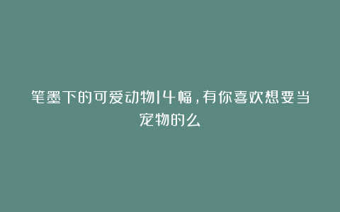 笔墨下的可爱动物14幅，有你喜欢想要当宠物的么？