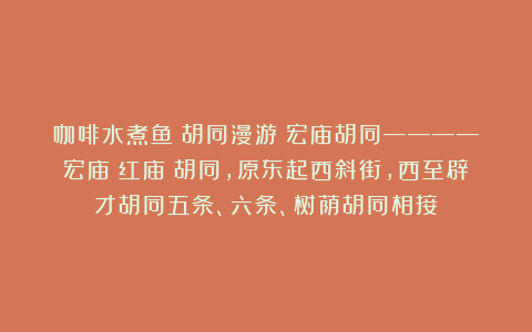 咖啡水煮鱼：胡同漫游｜宏庙胡同————宏庙（红庙）胡同，原东起西斜街，西至辟才胡同五条、六条、树荫胡同相接