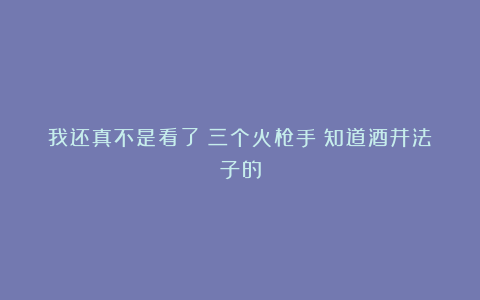 我还真不是看了《三个火枪手》知道酒井法子的