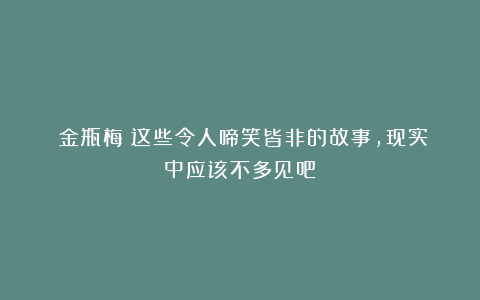 《金瓶梅》这些令人啼笑皆非的故事，现实中应该不多见吧！