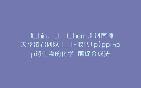 【Chin. J. Chem.】河南师大李凌君团队：C7-取代(p)ppGpp衍生物的化学-酶促合成法