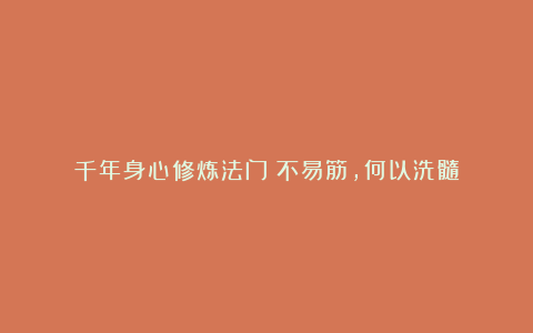 千年身心修炼法门：不易筋，何以洗髓