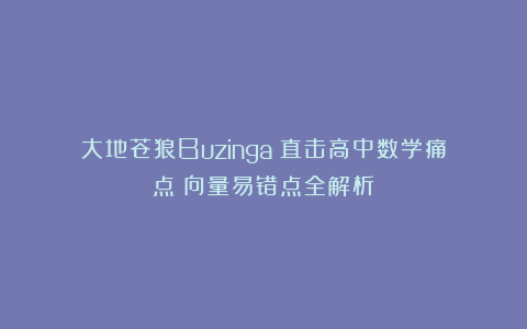 大地苍狼Buzinga：直击高中数学痛点：向量易错点全解析
