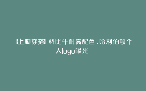 【上脚穿搭】科比4耐高配色，哈利伯顿个人logo曝光？！