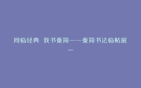 同临经典 我书秦简——秦简书法临帖展（一）