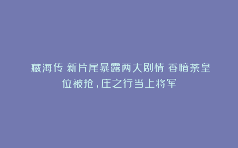 《藏海传》新片尾暴露两大剧情：香暗荼皇位被抢，庄之行当上将军