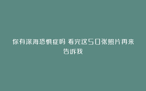 你有深海恐惧症吗？看完这50张照片再来告诉我！