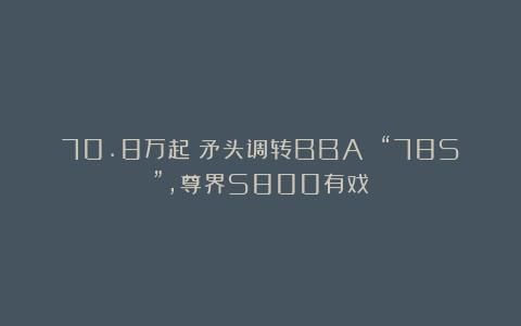 70.8万起!矛头调转BBA “78S”,尊界S800有戏?