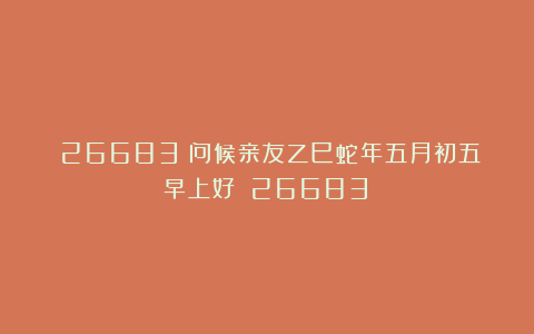 （26683）问候亲友乙巳蛇年五月初五早上好！（26683）