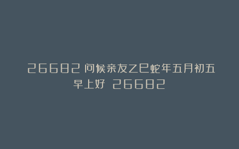 （26682）问候亲友乙巳蛇年五月初五早上好！（26682）
