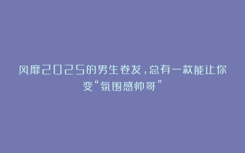 风靡2025的男生卷发，总有一款能让你变“氛围感帅哥”！