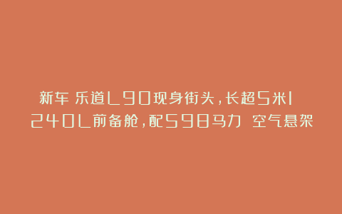 新车丨乐道L90现身街头，长超5米1 240L前备舱，配598马力 空气悬架