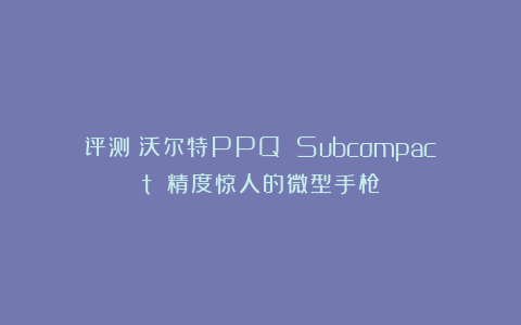 评测：沃尔特PPQ Subcompact 精度惊人的微型手枪