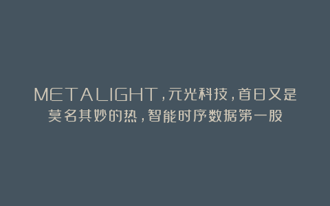 METALIGHT,元光科技,首日又是莫名其妙的热,智能时序数据第一股