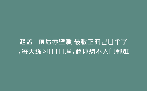 赵孟頫｜《前后赤壁赋》最板正的20个字，每天练习100遍，赵体想不入门都难～
