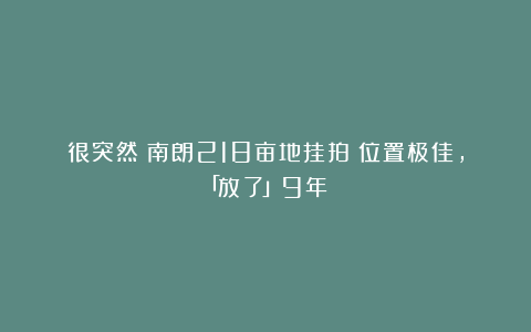 很突然！南朗218亩地挂拍！位置极佳，「放了」9年！